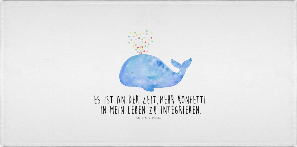 Mr. & Mrs. Panda handtuch baumwolle Wal Konfetti - Weiß - Geschenk, gesichtshandtuch, Geburtstag, Lebensabschnitt, Abnehmen, kleines, Diät, Flaus...