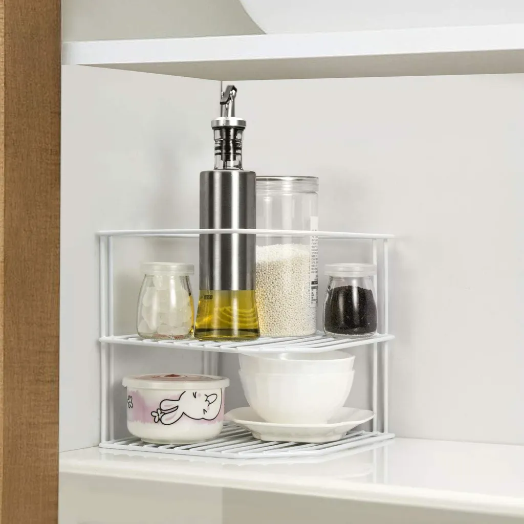 Étagère de rangement à 3 couches blanche pour angle de cuisine x2 pcs
