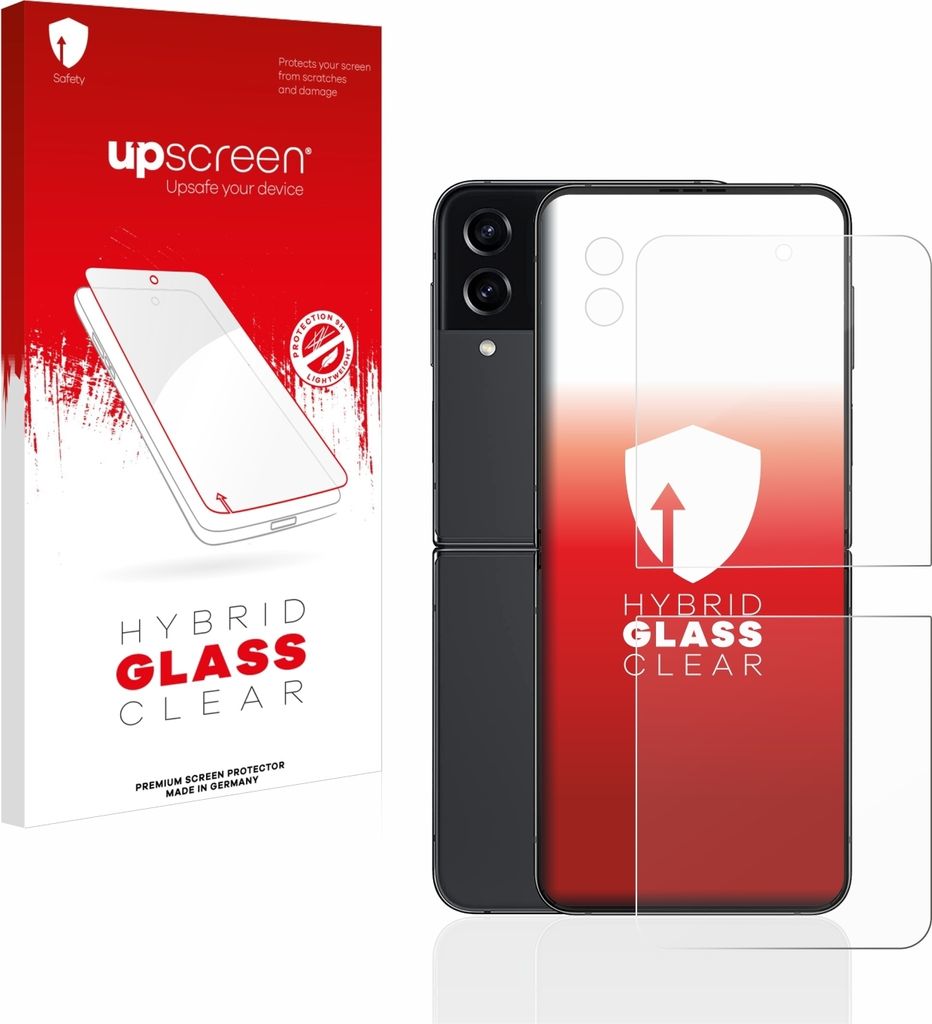 upscreen Schutzglas für Samsung Galaxy Z Flip 4 (Display+Kamera) Schutzfolie Panzer Folie Glas Display Schutz klar