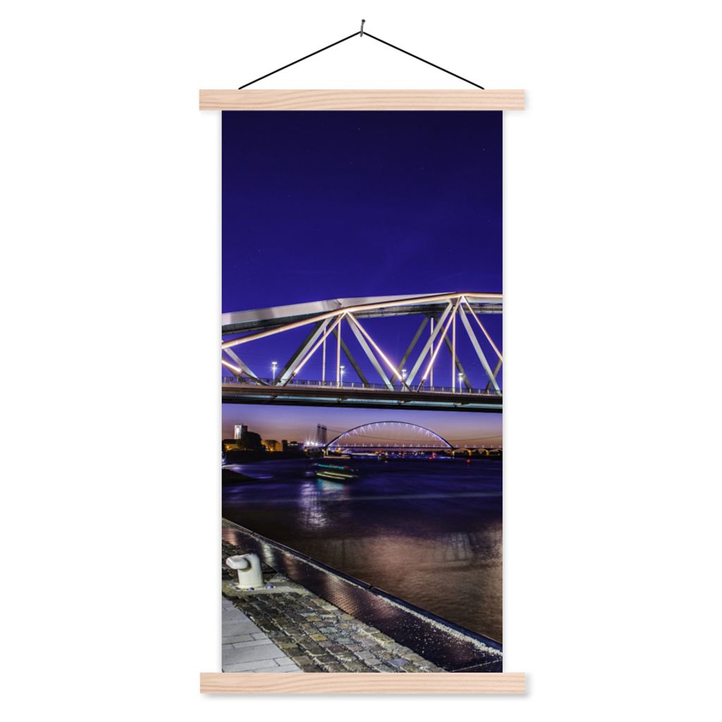 MuchoWow Textilposter Fahrrad - Wasser - Nijmegen 60x120 cm mit holzfarbenen Rahmen - Holz