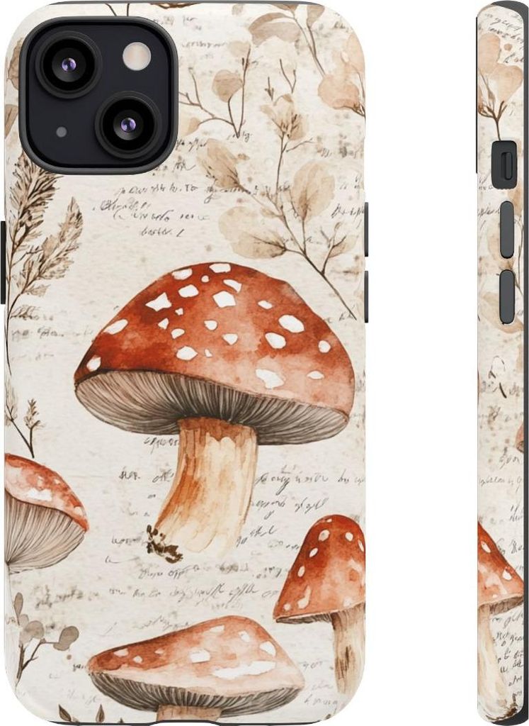 Aquarell-Rotpilze und botanische Illustrationen – Hülle Kompatibel mit iPhone 13