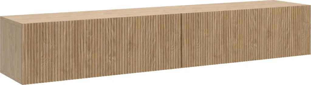 Meuble TV Suspendu 2 Portes Selsey Nolie 175 cm Finition Chêne Robuste