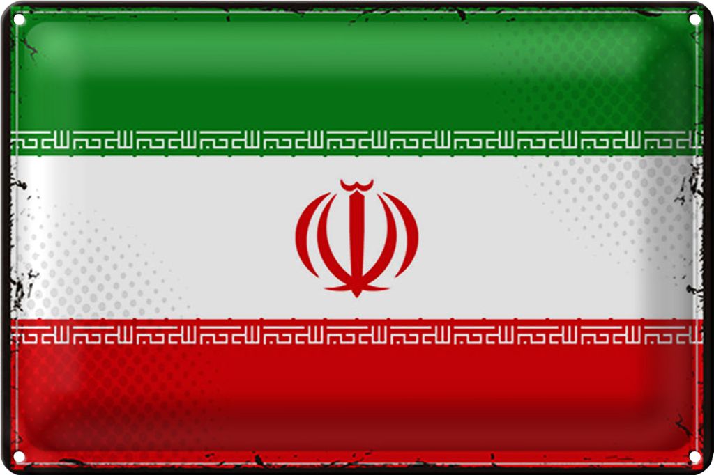 Blechschild Flagge Iran 40x30cm Retro Flag of iran