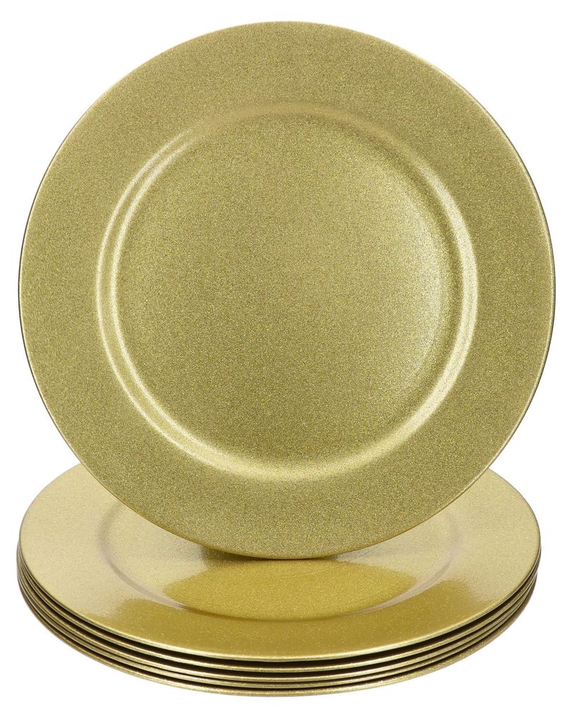 6x Platzteller Gold Glitzer Ø33cm Dekoteller leicht Produktbild 