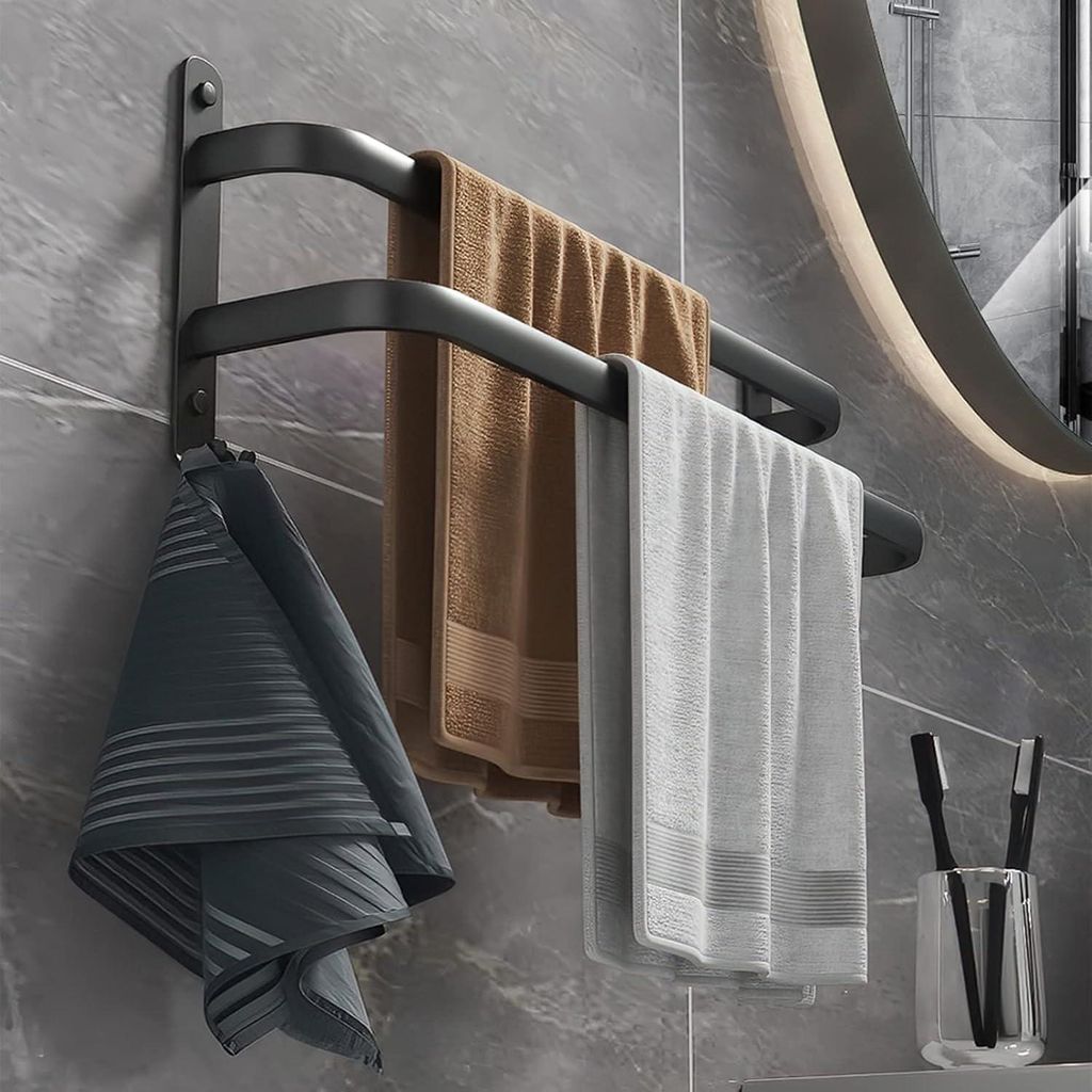 Handtuchhalter schwarz matt - Wandmontage - 40 cm