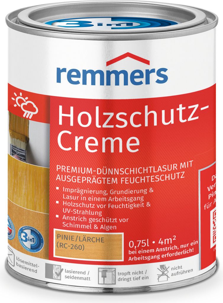 Remmers Holzschutz-Creme 3in1 pinie/lärche (RC-260) 0,75 l, Produktbild 