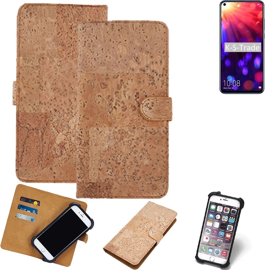 K-S-Trade Hülle kompatibel mit Huawei Honor View 20 Kork Handyhülle Cover Schutzhülle TPU Case Bumper in Hellbraun, (1x)