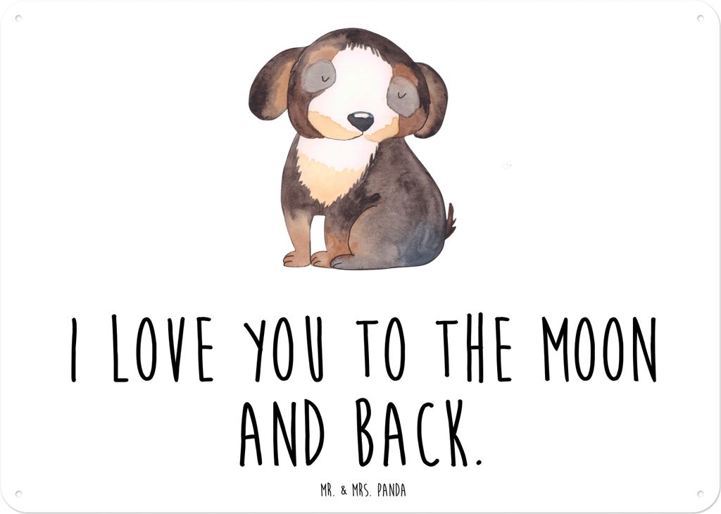 Mr. & Mrs. Panda tafel Hund Entspannen DIN A3 - Weiß - Geschenk, Süß, Liebe, Blechschild, Türschild, Wandbild, Sprüche, Schild, Schwarzer, Retro