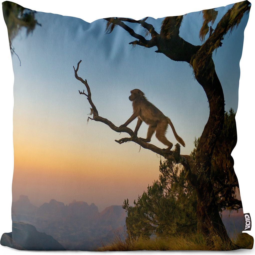 VOID Pavian Affe Afrika Landschaft Kissenbezug Kissenhülle sofa couch wohnzimmer dekoration wasserfest Outdoor Kissen bezug deko