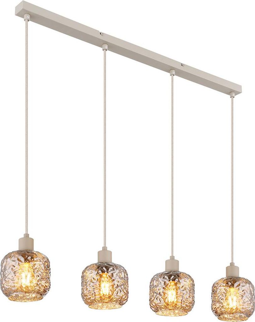 LED Hängeleuchte, Glas, rauch, Dellenstruktur, H 120 cm