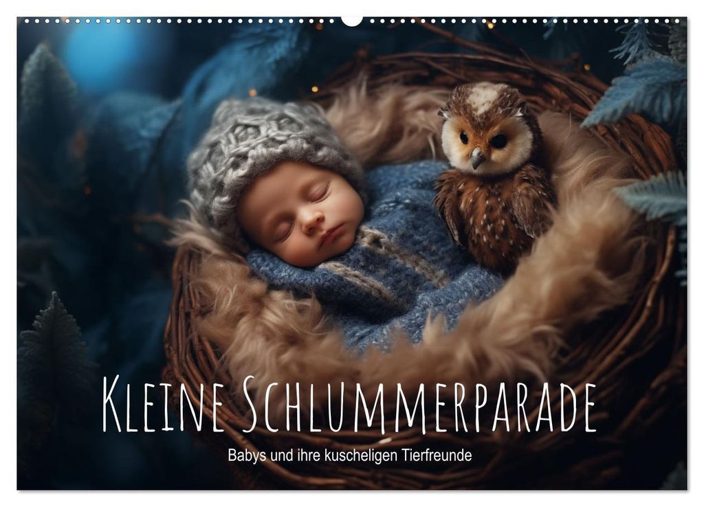 Kleine Schlummerparade: Babys und ihre kuscheligen Tierfreunde (Wandkalender 2027 DIN A2 quer), CALVENDO Monatskalender
