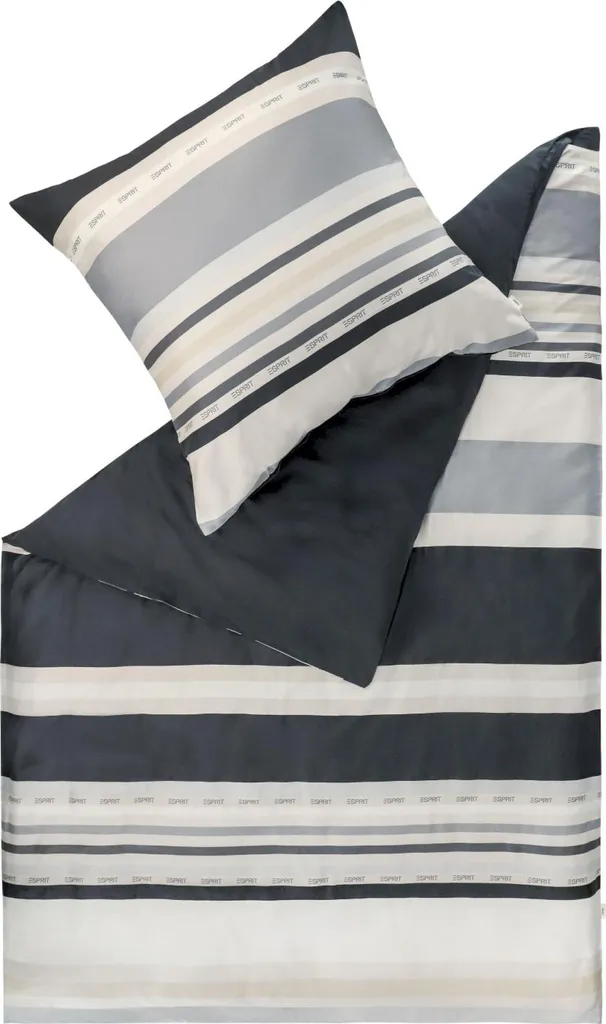 Biancheria Letto Esprit Salmlo Antracite 135x200 - Cotone Resistente
