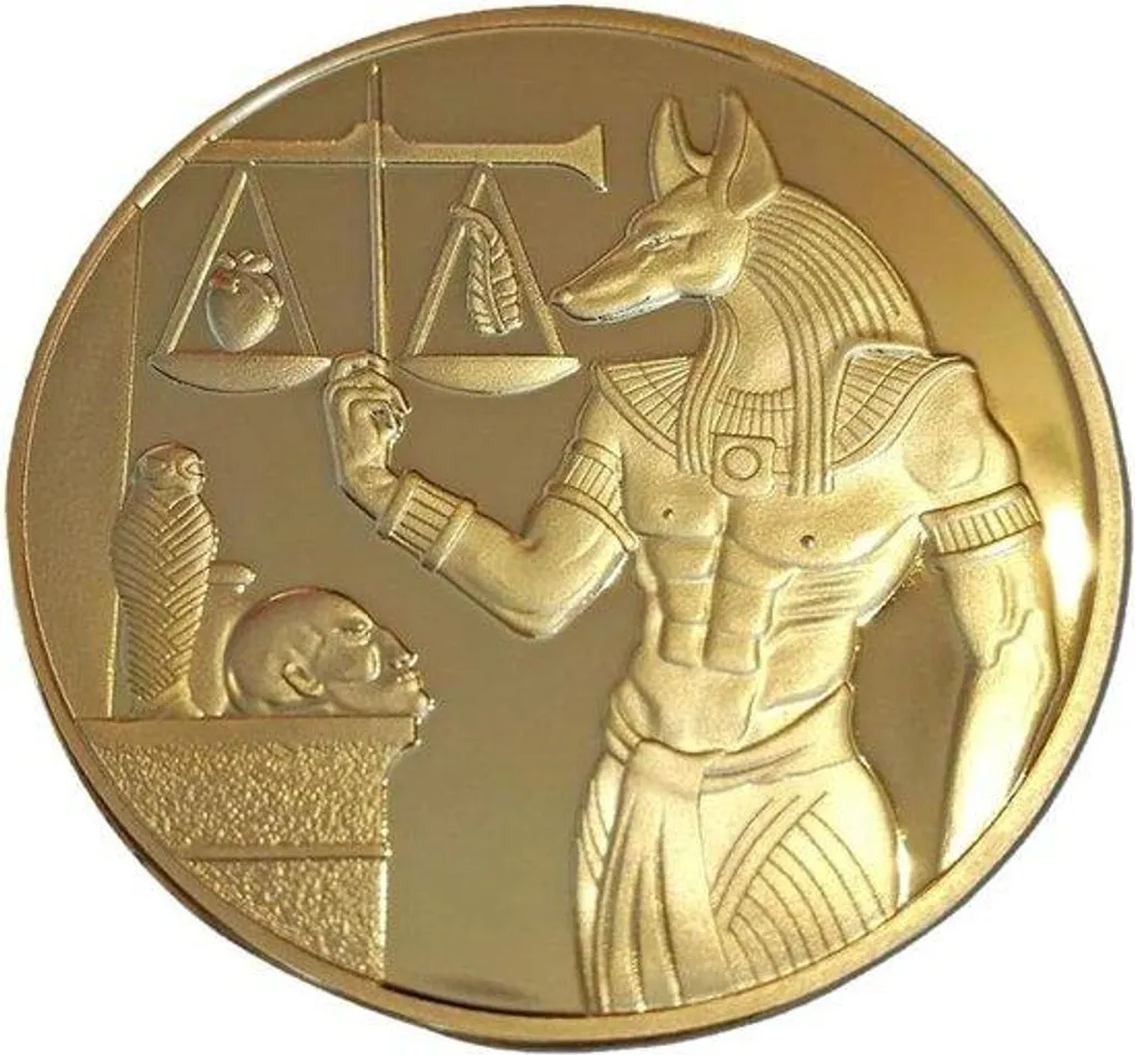 Pièce de Protection Anubis en Métal Doré - Médaille Chance Égypte Antique