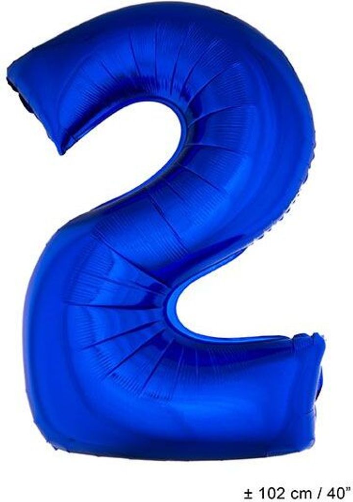XXL Zahlen Folienballon 100 cm - Blau Zahl: 2 Produktbild 