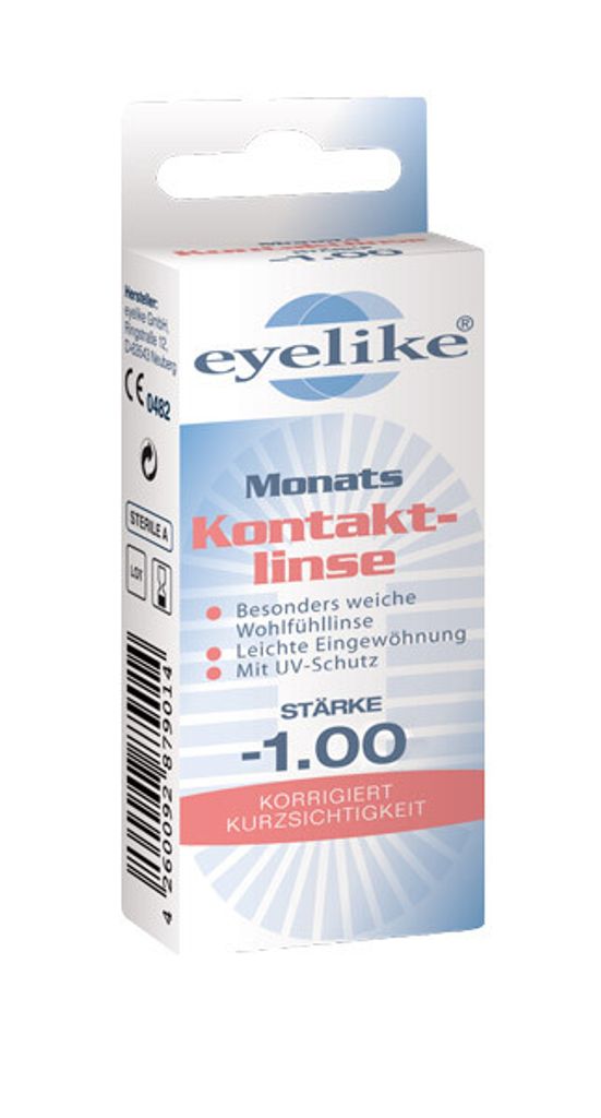 Eyelike Monatslinse Stärke -1,00 Mit UV-Schutz