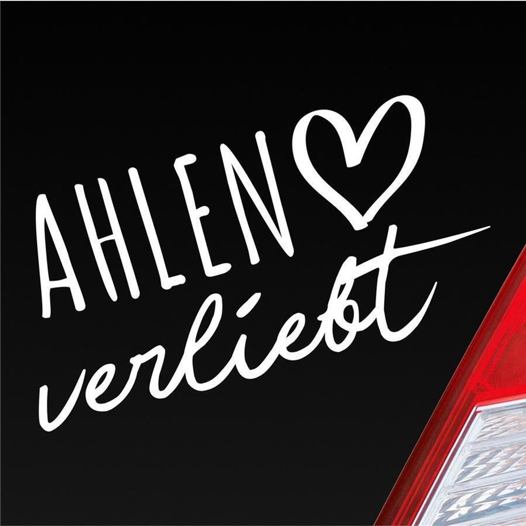 Auto Aufkleber Ahlen verliebt Herz Stadt Heimat Liebe Car 19x10 cm Weiss Matt Sticker Heckscheibenaufkleber