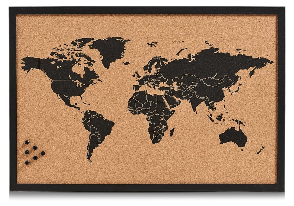 Zeller Pinbord "World", liège, noir, 60 x 40 cm, 11571 Image du produit 
