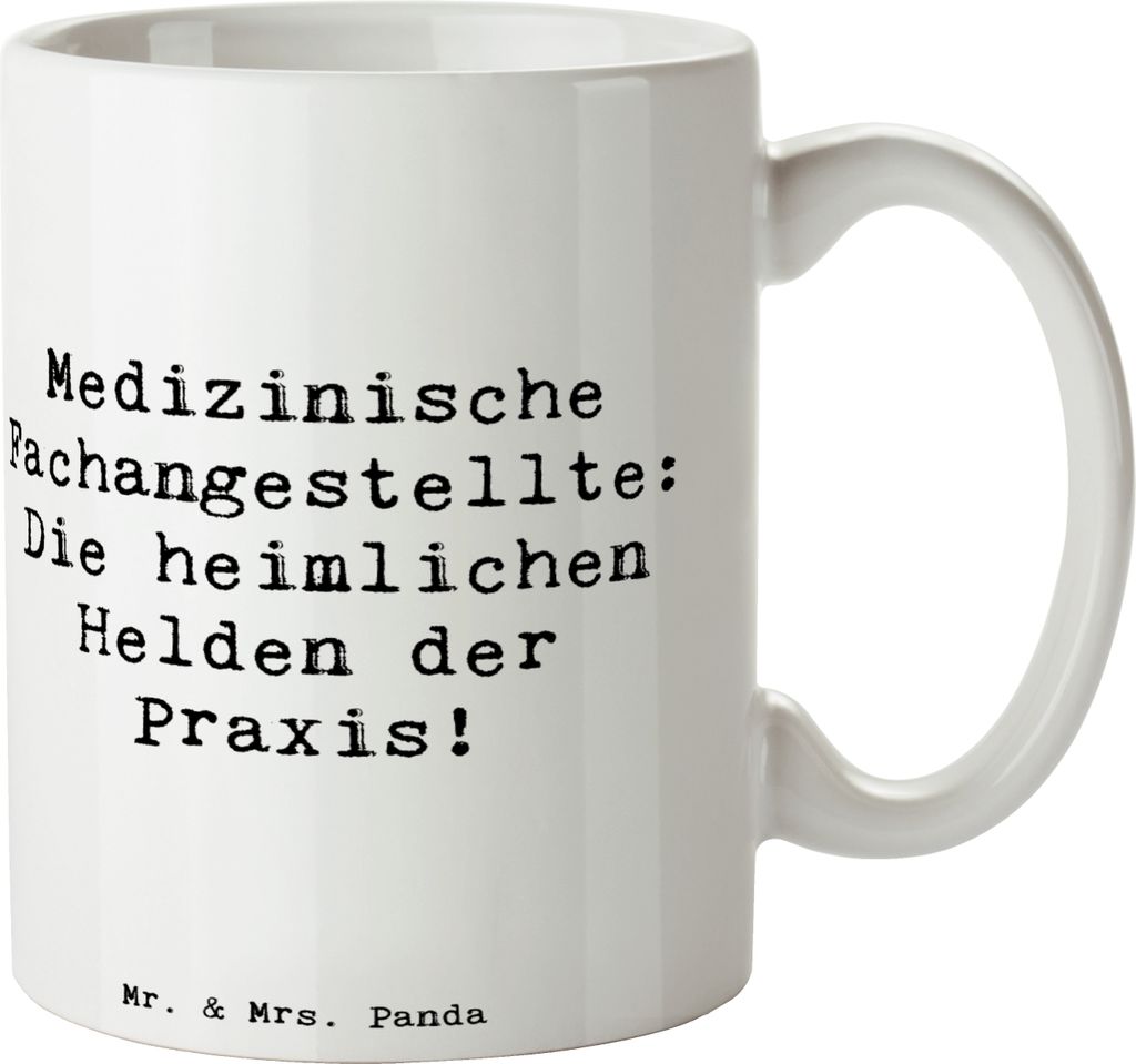 Mr. & Mrs. Panda Kaffeetasse Spruch Medizinische Fachangestellte Helden - Weiß - Geschenk, Becher, Kaffeebecher, handgefertigte Geschenke, mit Her...