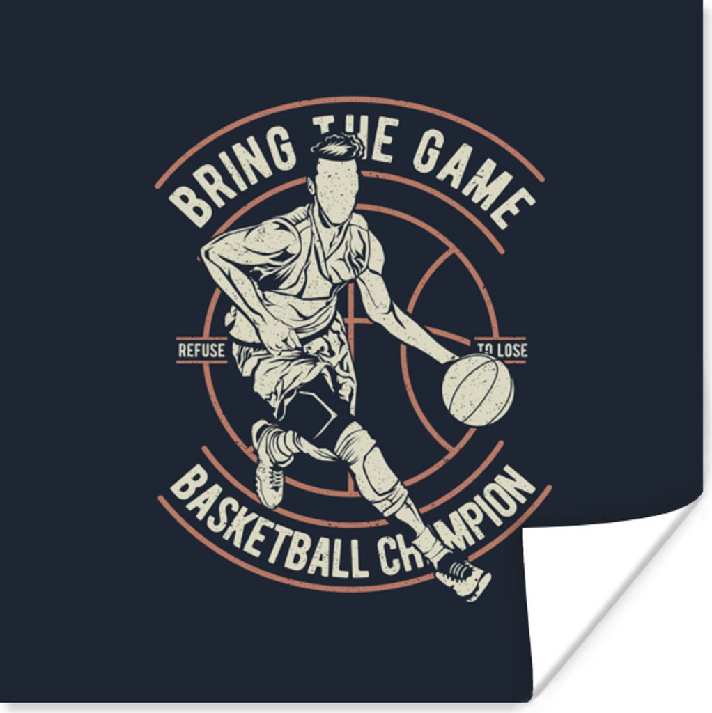 MuchoWow Poster Basketball - Sport - Jahrgang 75x75 cm - Wand Dekoration