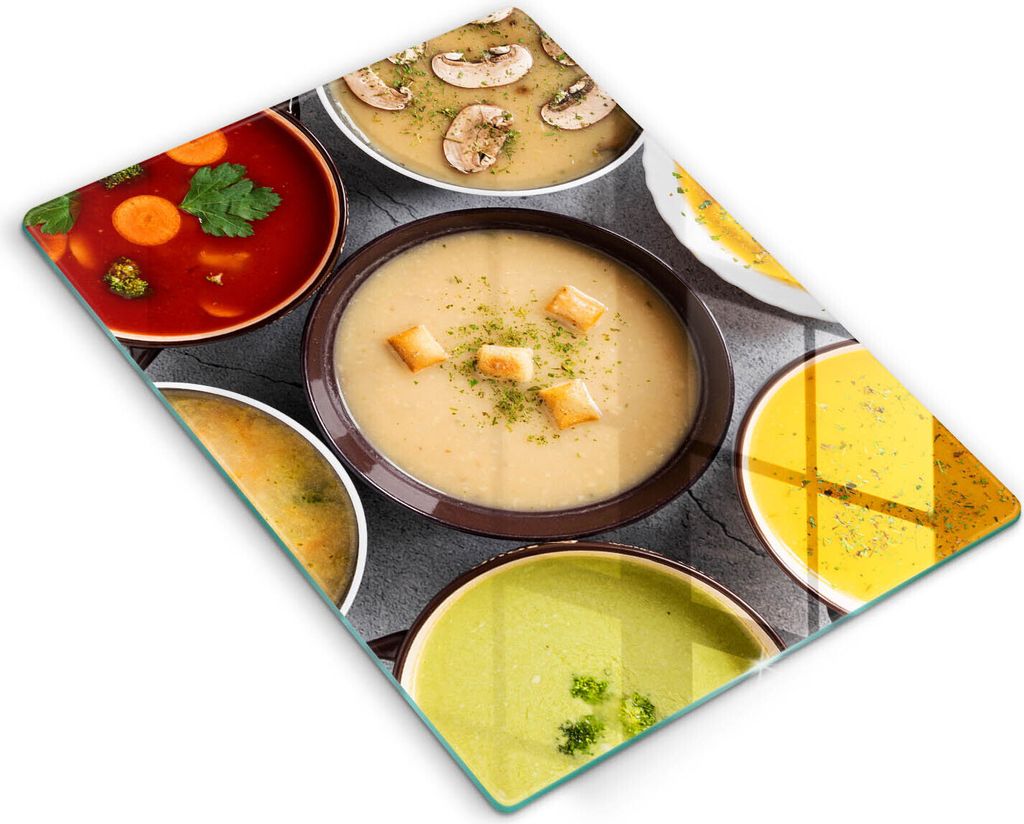 Abdeckung Glas - Küchenabdeckung - 40x52 cm - Abdeckplatte - Bunte Suppen