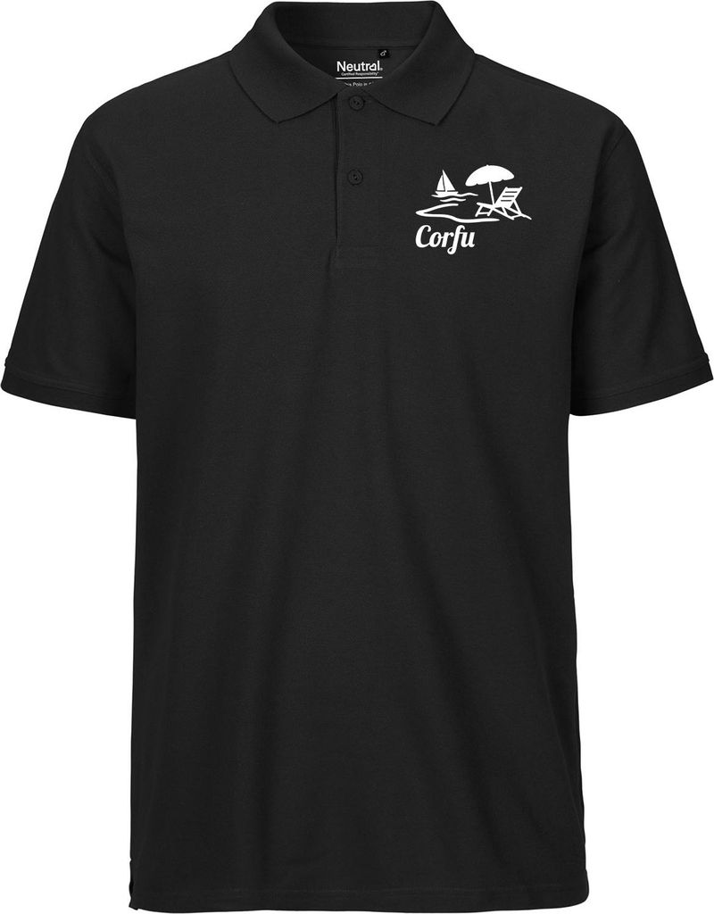 Huuraa Herren Polo Shirt Corfu Griechenland L Black Bio Baumwolle Fairtrade Poloshirt Geschenkidee