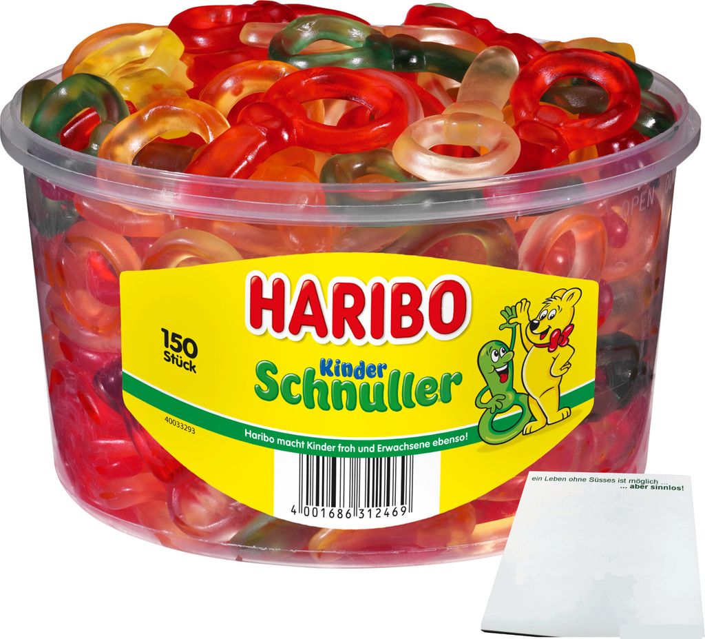 Haribo Kinder-Schnuller Fruchtgummi (1,2kg Dose) + usy Block