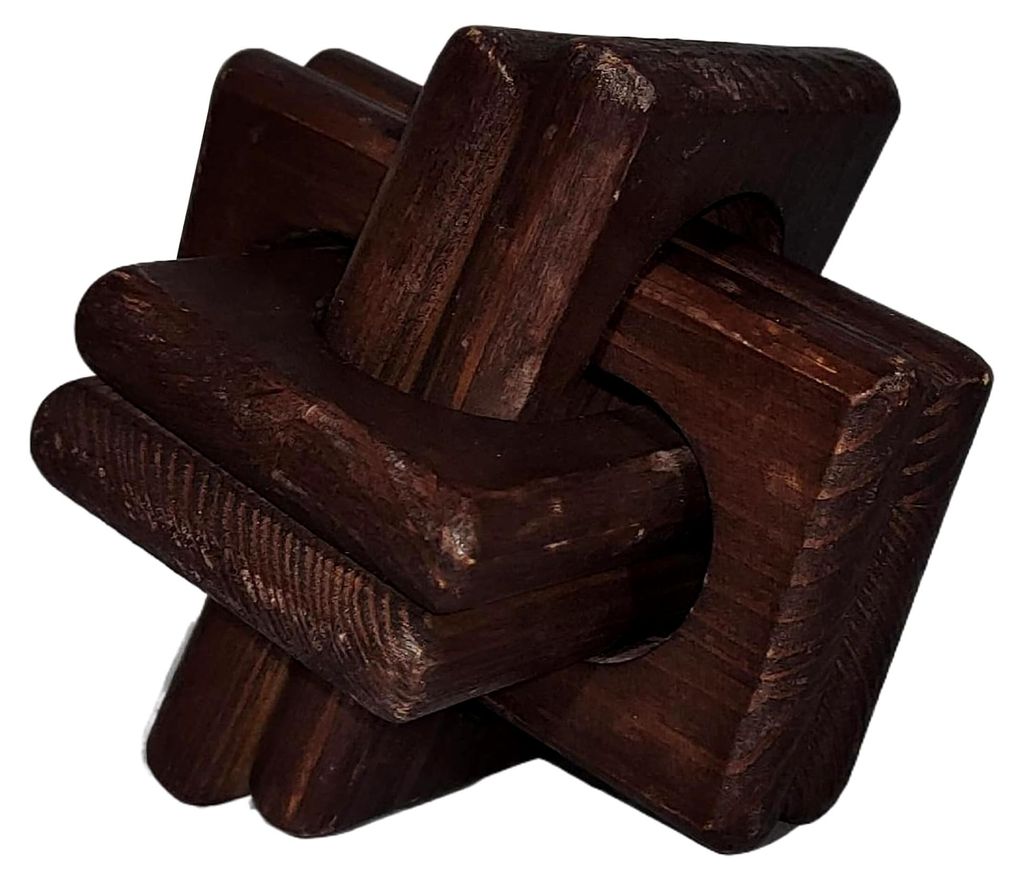 Holzknoten-Kettenglieder – handgeschnitzte dekorative Holzkettenskulptur, moderner, rustikaler Boho-Stil | Heimdekoration für Bücherregale, Sch...