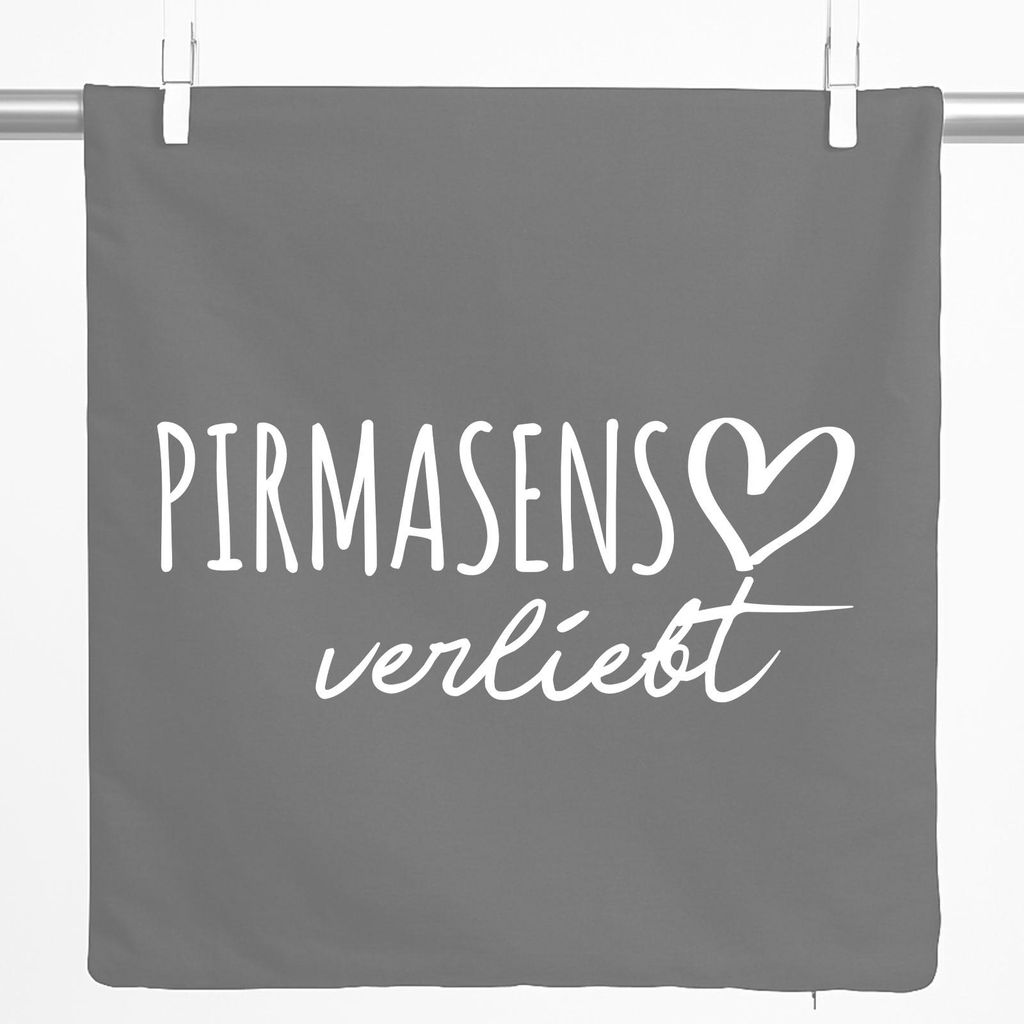 Huuraa Kissenbezug Pirmasens verliebt 40x40cm Steel Grey Baumwolle Dekokissenbezug Geschenkidee