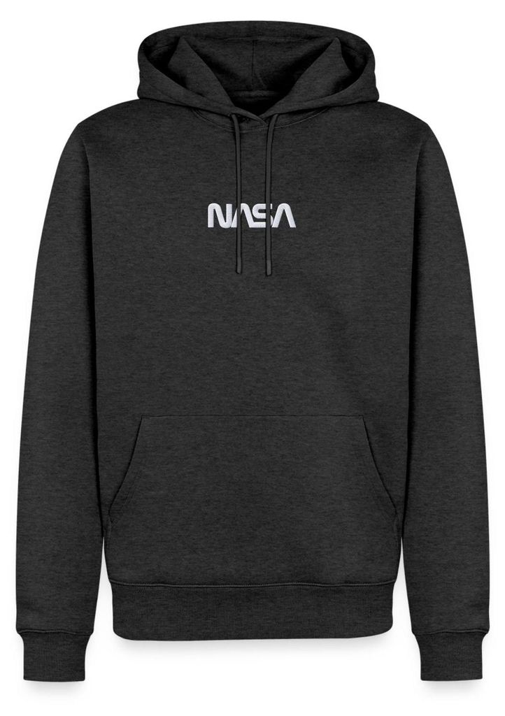 Spreadshirt Nasa Logo Weiß Stick Herren Premium Hoodie, XS, Anthrazit meliert