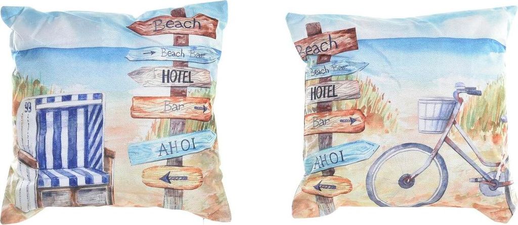 Kissen DKD Home Decor Strand Polyester Aluminium Bunt Mediterraner (45 x 10 x 45 cm) (2 Stück)