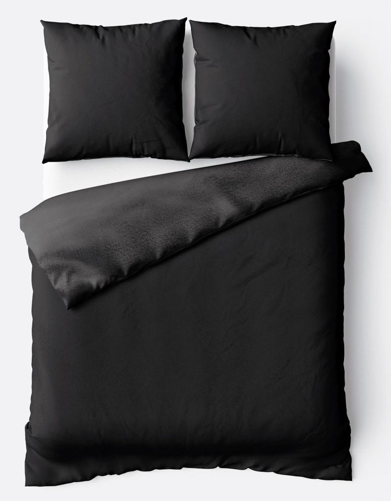 Teddyplüsch Bettwäscheset 200x220 cm Schwarz Anthrazit Produktbild 
