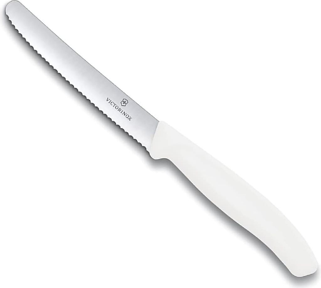 Victorinox | Swiss Classic Tafelmesser | 11cm Wellenschliff | ergonomisch geformt | spülmaschinengeeignet | Farbe: Weiß