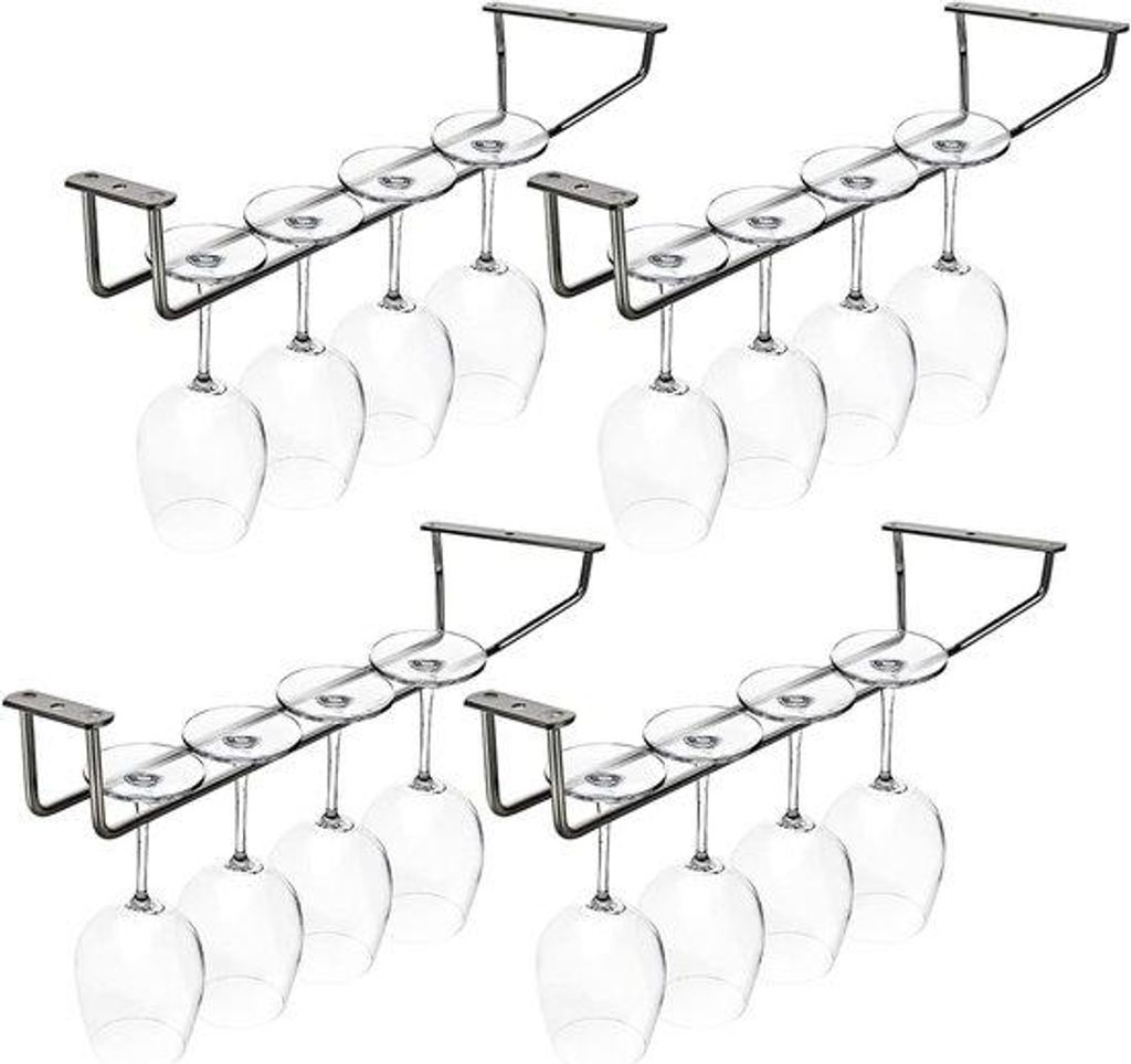 Set aus vier metallenen Weingläsern für Küche und Bar