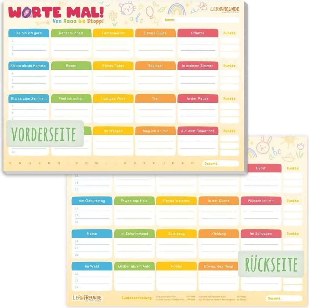 paper&you Spieleblock A4 / Von Aaa bis Stopp / ab 6 Jahren / vom Häfft-Verlag