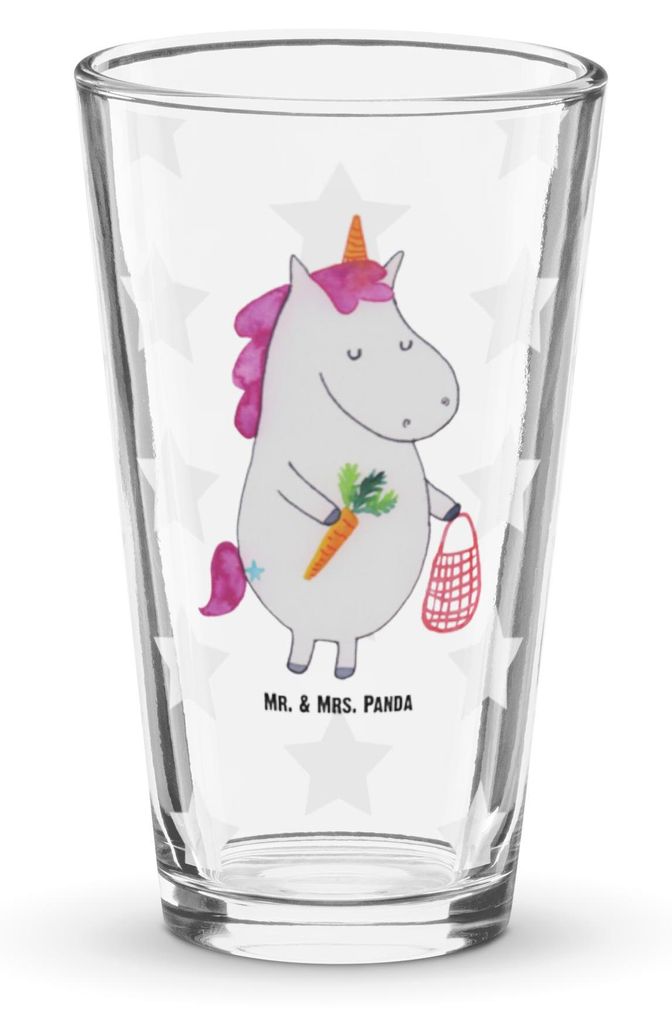 Mr. & Mrs. Panda Glas Einhorn Vegan - Transparent - Geschenk, Rohkost, Gesund essen, Veganer, Bierglas, Deko, Limonadenglas, Veganismus, Leben, Tum...
