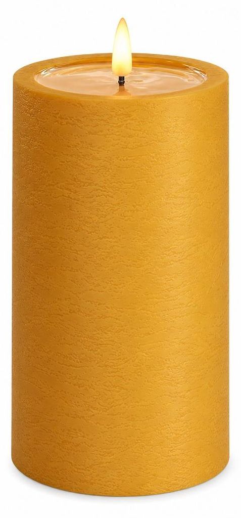 Deluxe Homeart Unique LED-Kerze Echtwachs Curry - 7,5 x 15 cm