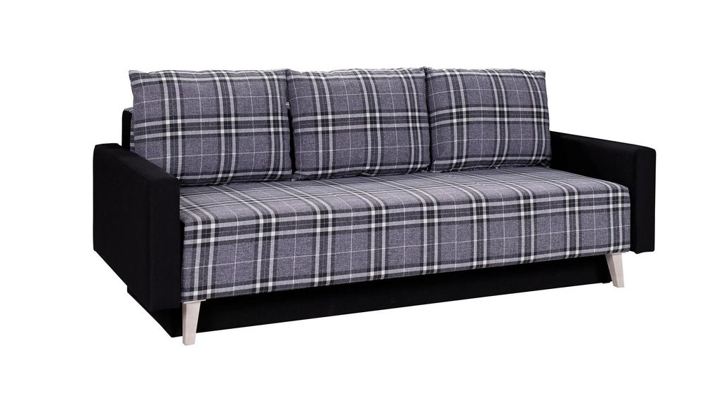 Gepolstertes Schlafsofa mit Stauraum MURIEL - weiß/schwarz