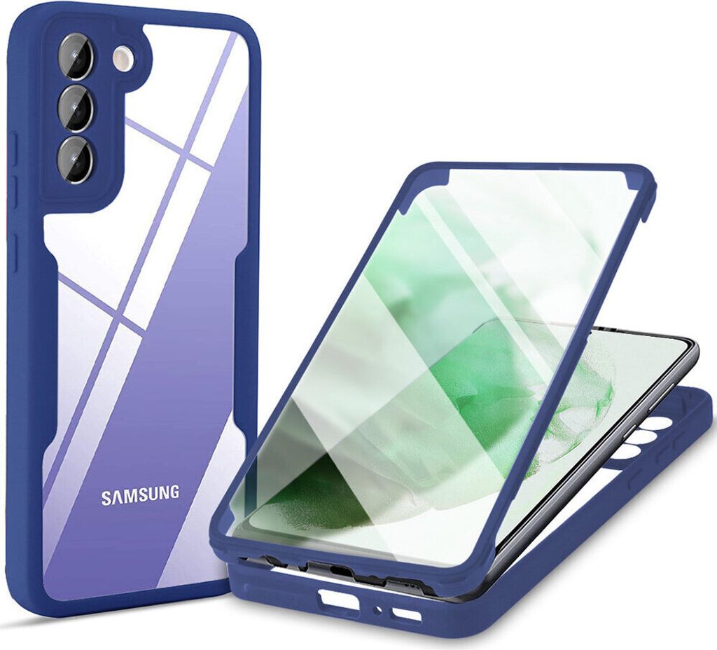 Samsung Galaxy S22+ 5G Schutzhülle, Eingebautem Displayschutz 360 Grad Komplettschutz Handyhülle für Samsung S22 Plus 5G Blau