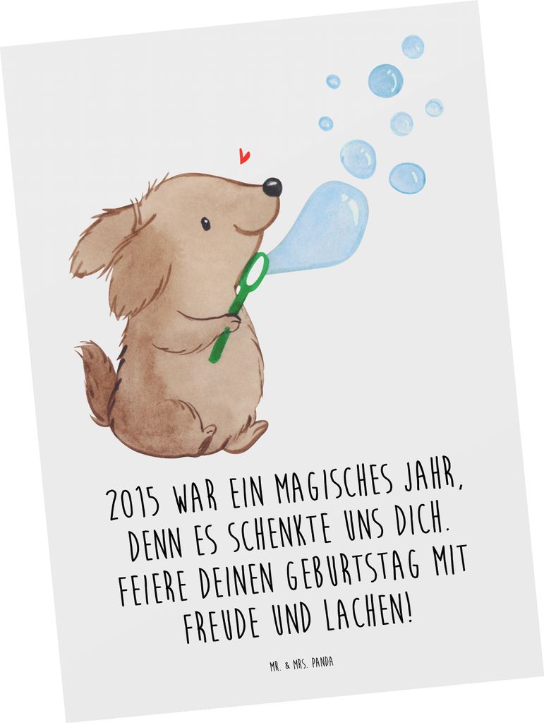 Mr. & Mrs. Panda Postkarte 2015 Geburtstag - Weiß - Geschenk, Geburtstagsgeschenk, Happy Birthday, bildkarte, unvergessliche Momente, besonderer J...