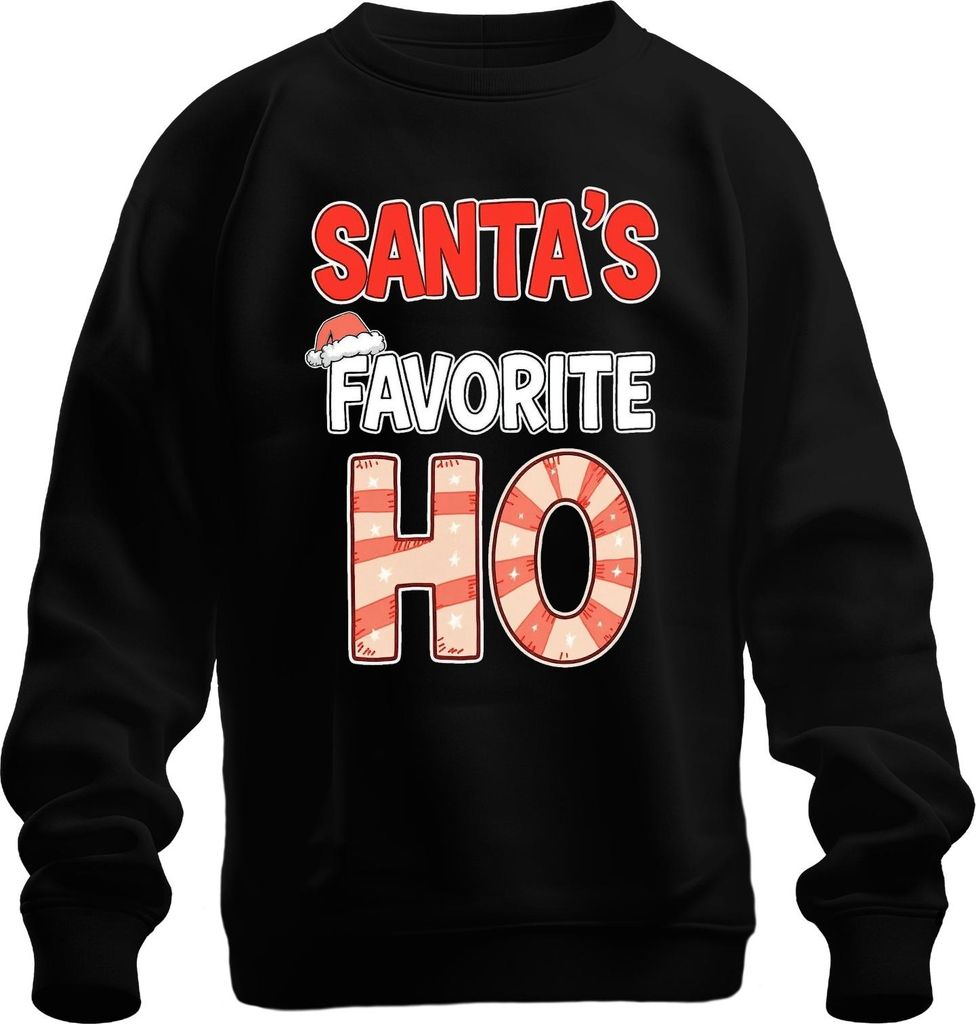 SANTA'S FAVORITE HO Lustig Weihnachten Nikolaus Party Geschenk Uni Sweatshirt Pullover, Schwarz, S