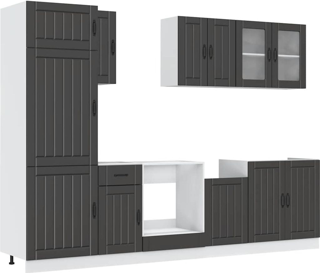 8-tlg. Küchenschrank-Set Kalmar Schwarz Holzwerkstoff