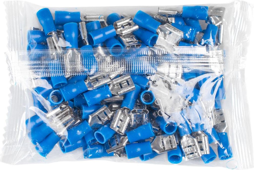 Vayox Set 100 Stk. Flachsteckhülse isoliert weiblich 1.5-2.5mm2 6.3mm Blau