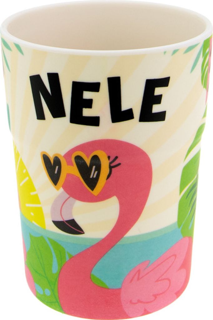 Bunter personalisierter Namens Kinderbecher mit  Namen Nele Produktbild 