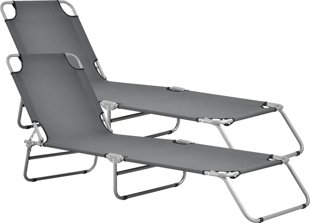 2 Lettini Prendisole 186x55 cm Carcao - Struttura Acciaio Rinforzato