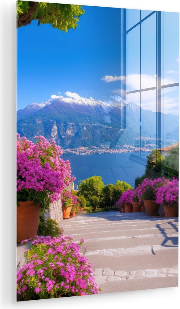 MuchoWow Glasbilder - Bilder auf Wandbild - Foto auf Glas Comer See - Italien - Landschaft 40x60 cm Wanddekoration aus Glas - Acrylglasbild - Acryl...