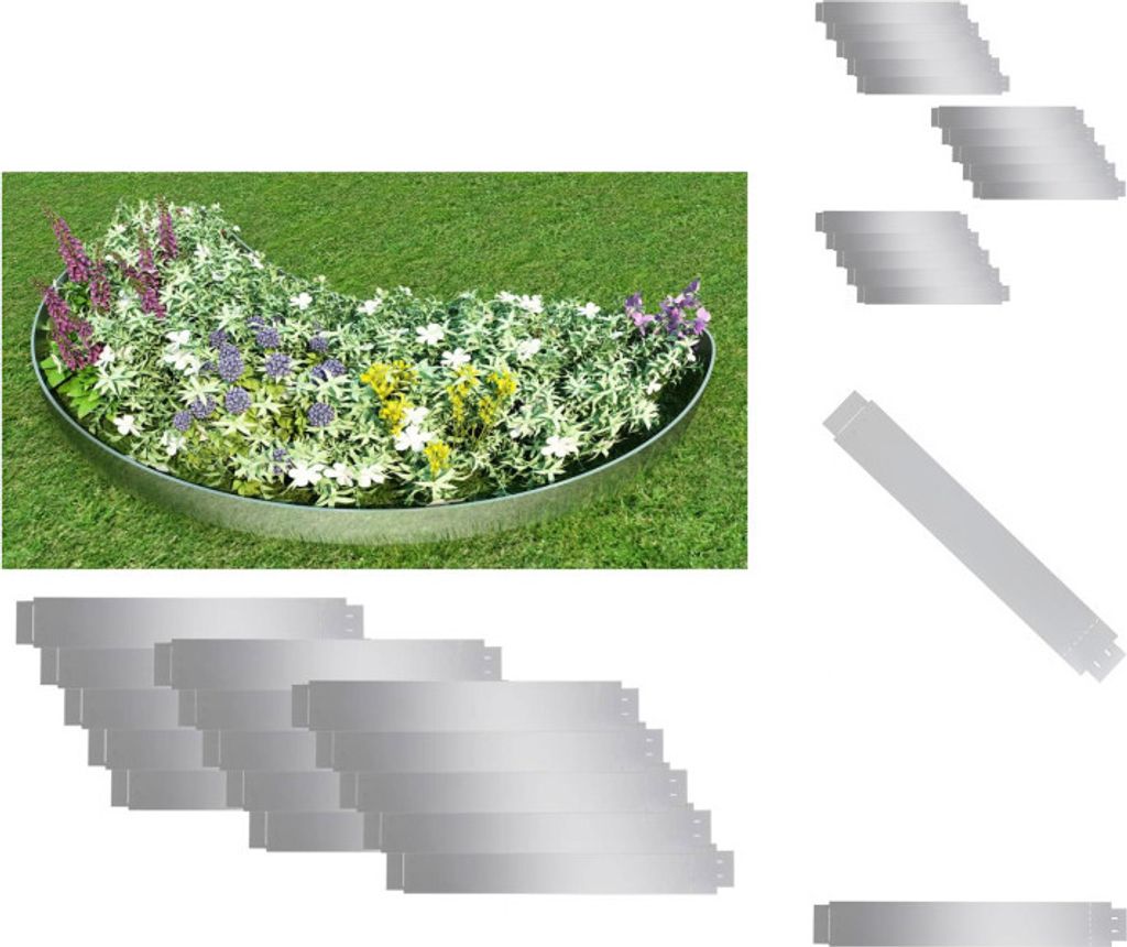 vidaXL Flexible Rasenkante 15-er Set Verzinkter Stahl 100x14 cm - Beeteinfassungen