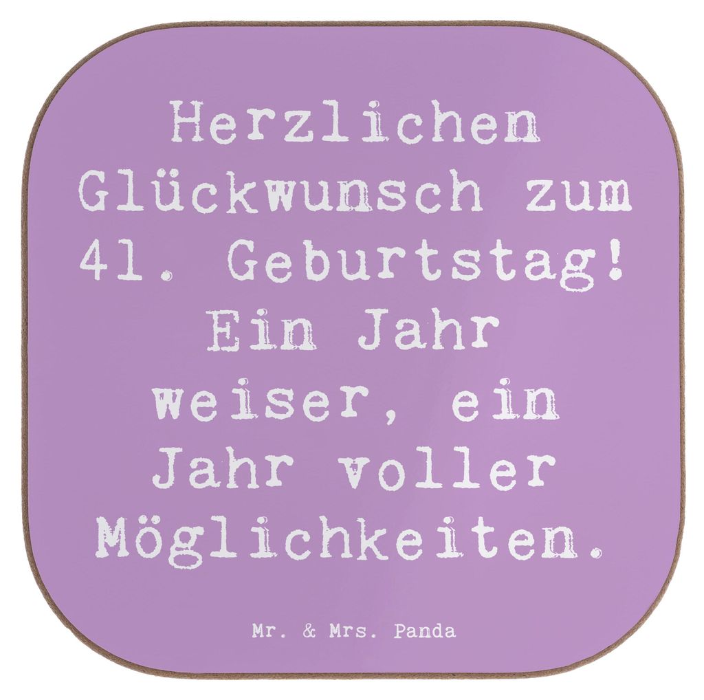 Mr. & Mrs. Panda Untersetzer für Gläser Spruch 41. Geburtstag Weisheit - Lavendeltraum - Geschenk, gläseruntersetzer, Geburtstagsgeschenk, Coast...