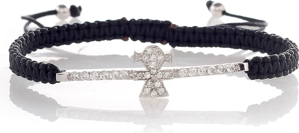 Bracciale Donna Karisma Tessuto Nero e Zirconi Bianchi - Argento 925