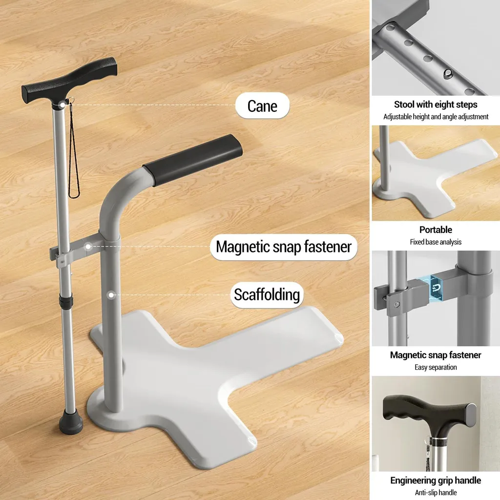 Appui de sortie de lit pour senior barre de soutien ajustable blanche - 4