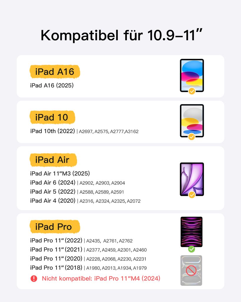 Inateck Tastatur Hülle für mit iPad 10/11 Gen. A16 2025, Produktbild 2